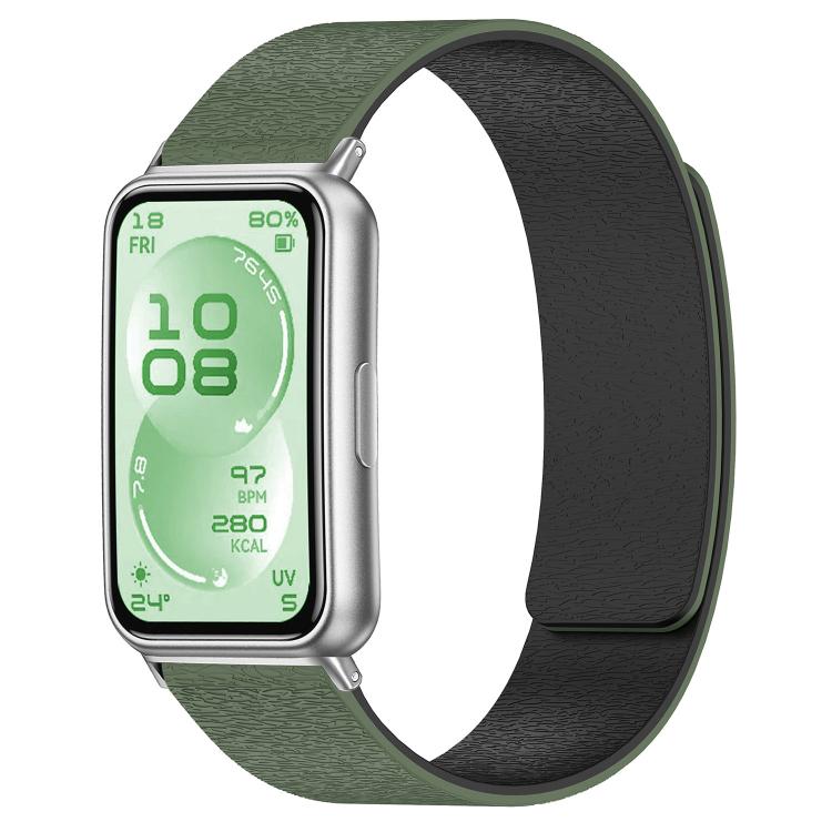 Cloud Wood Grain Magnetic Silicone Watch Band, For Huawei Band 11 / Band 11 Pro
