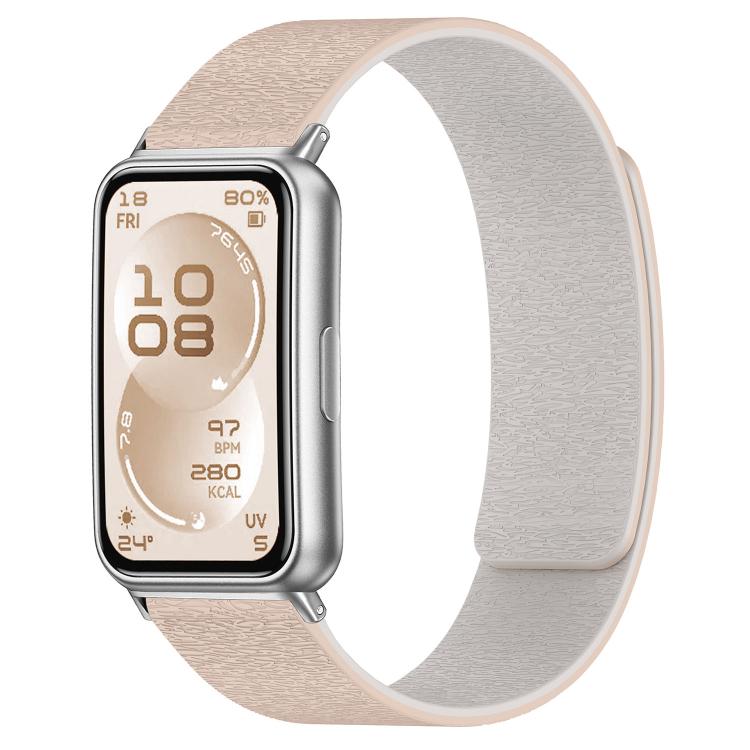 Cloud Wood Grain Magnetic Silicone Watch Band, For Huawei Band 11 / Band 11 Pro