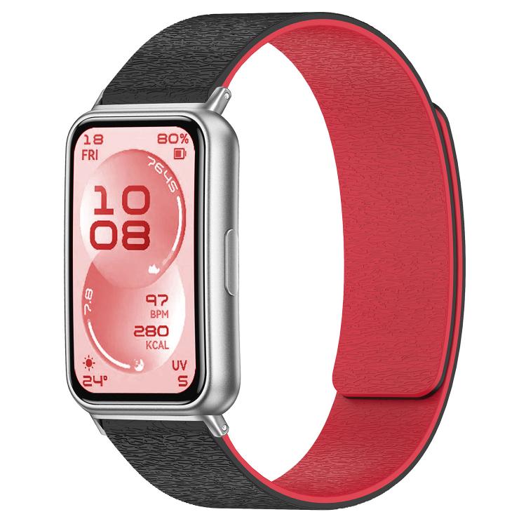 Cloud Wood Grain Magnetic Silicone Watch Band, For Huawei Band 11 / Band 11 Pro