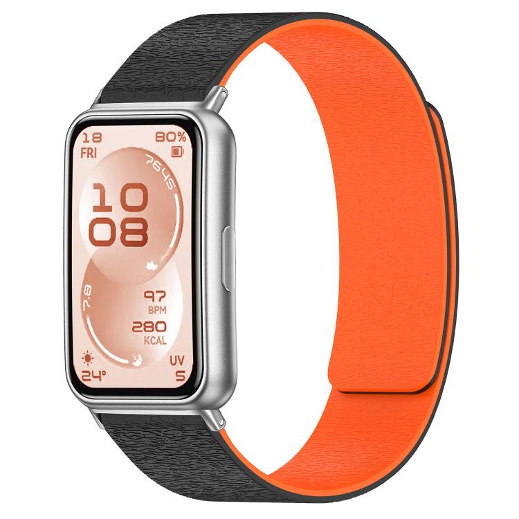 Cloud Wood Grain Magnetic Silicone Watch Band, For Huawei Band 11 / Band 11 Pro