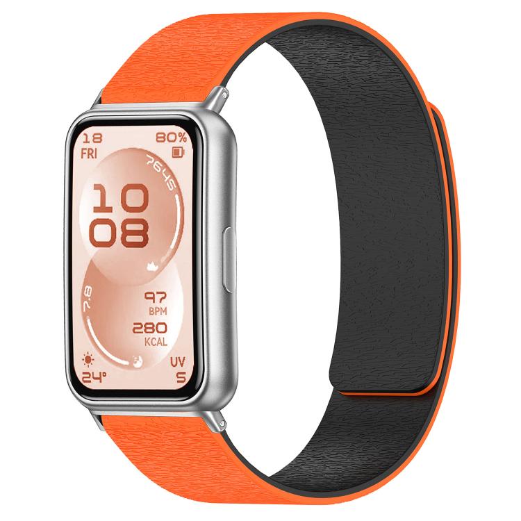 Cloud Wood Grain Magnetic Silicone Watch Band, For Huawei Band 11 / Band 11 Pro