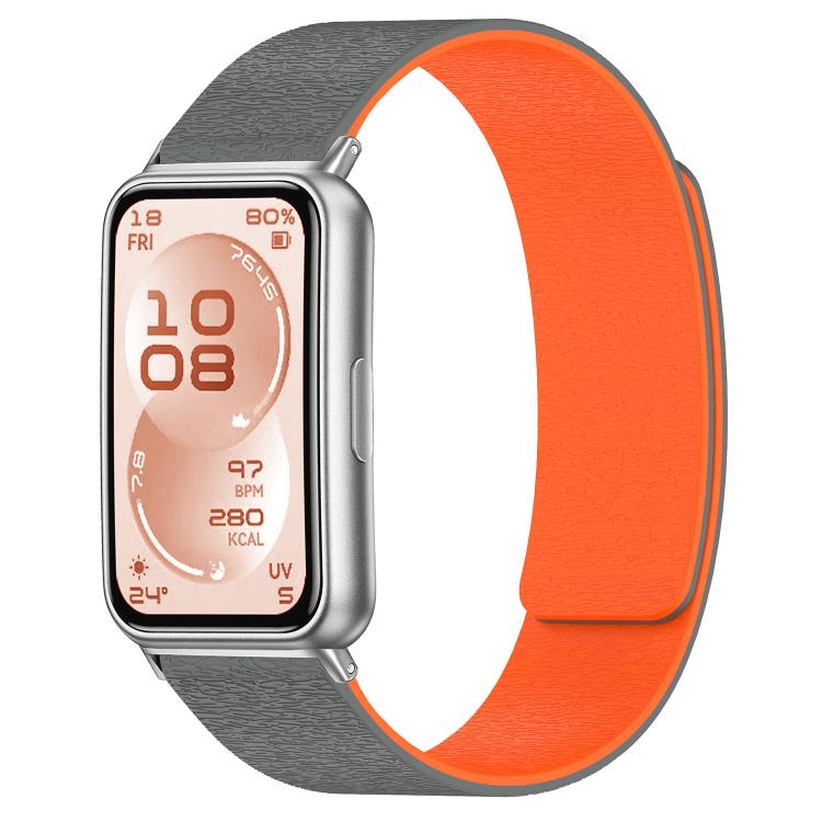 Cloud Wood Grain Magnetic Silicone Watch Band, For Huawei Band 11 / Band 11 Pro