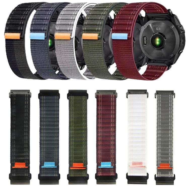 Wave Texture Nylon Hook and Loop Fastener Quick Release Watch Band, For Garmin 26mm, For Garmin 22mm, For Garmin 20mm