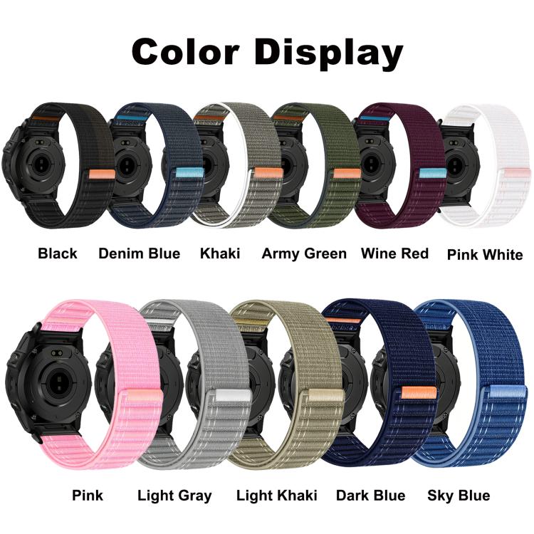 Wave Texture Nylon Hook and Loop Fastener Quick Release Watch Band, For Garmin 26mm, For Garmin 22mm, For Garmin 20mm