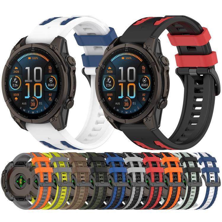 Quick Release Two Color Silicone Watch Band, For Garmin 26mm, For Garmin 22mm