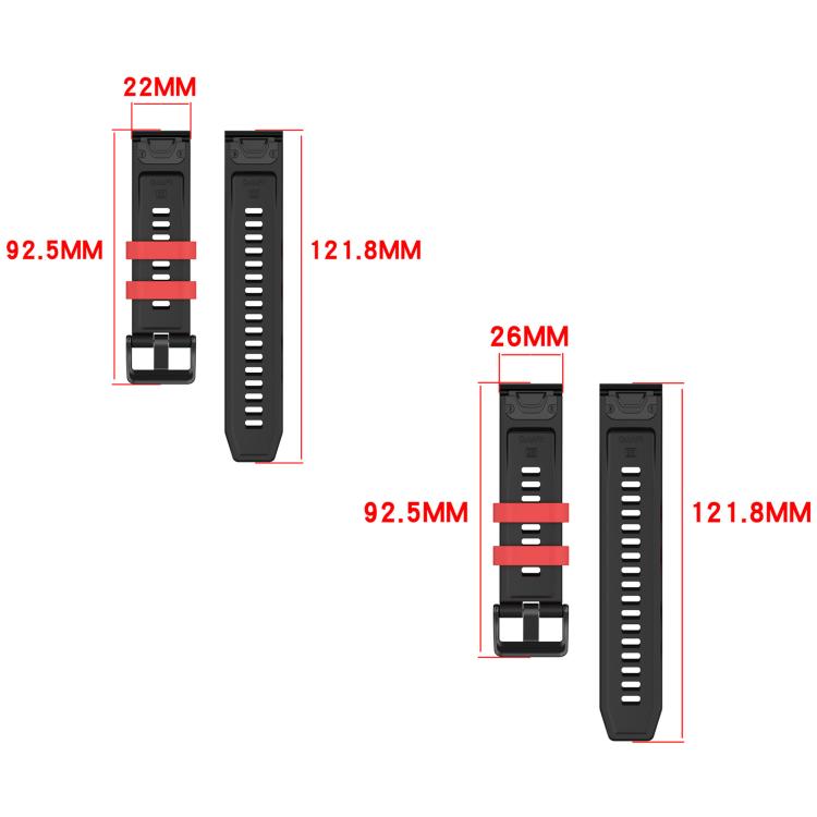 Quick Release Two Color Silicone Watch Band, For Garmin 26mm, For Garmin 22mm