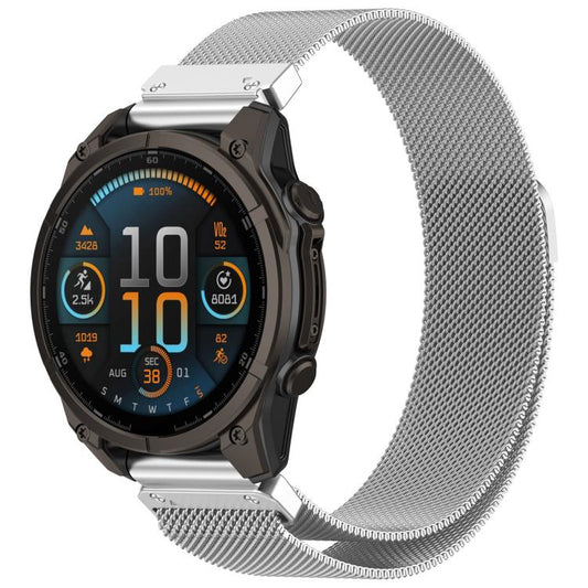 Integrated Tactix Milanese Magnetic Stainless Steel Watch Band, For Garmin 26mm, For Garmin 22mm, For Garmin 20mm