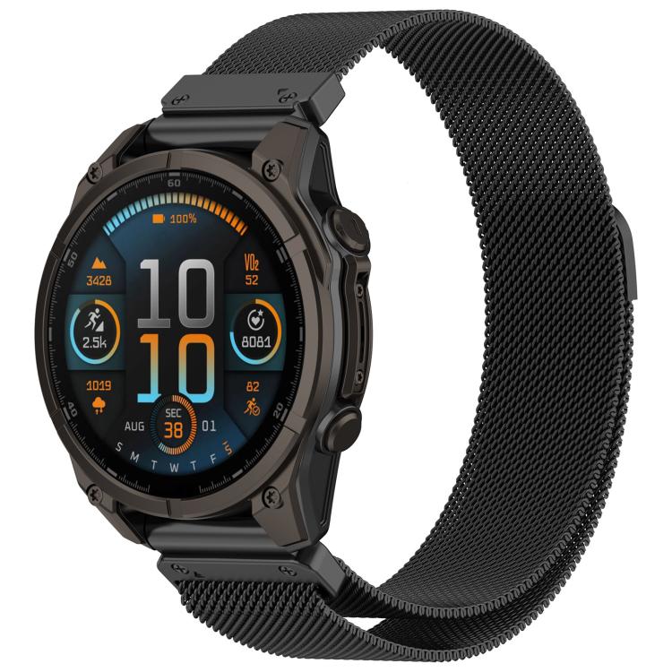Integrated Tactix Milanese Magnetic Stainless Steel Watch Band, For Garmin 26mm, For Garmin 22mm, For Garmin 20mm