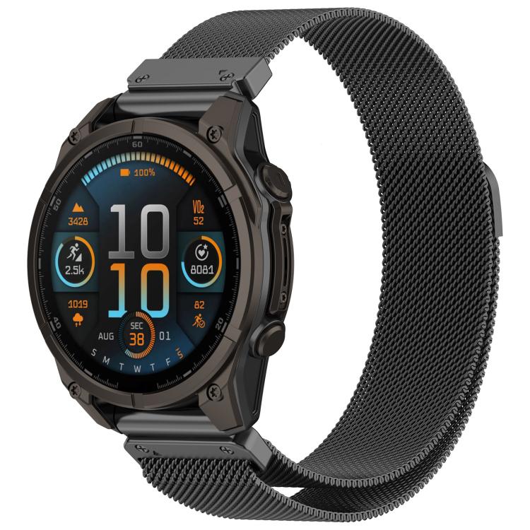 Integrated Tactix Milanese Magnetic Stainless Steel Watch Band, For Garmin 26mm, For Garmin 22mm, For Garmin 20mm