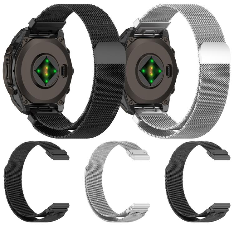 Integrated Tactix Milanese Magnetic Stainless Steel Watch Band, For Garmin 26mm, For Garmin 22mm, For Garmin 20mm