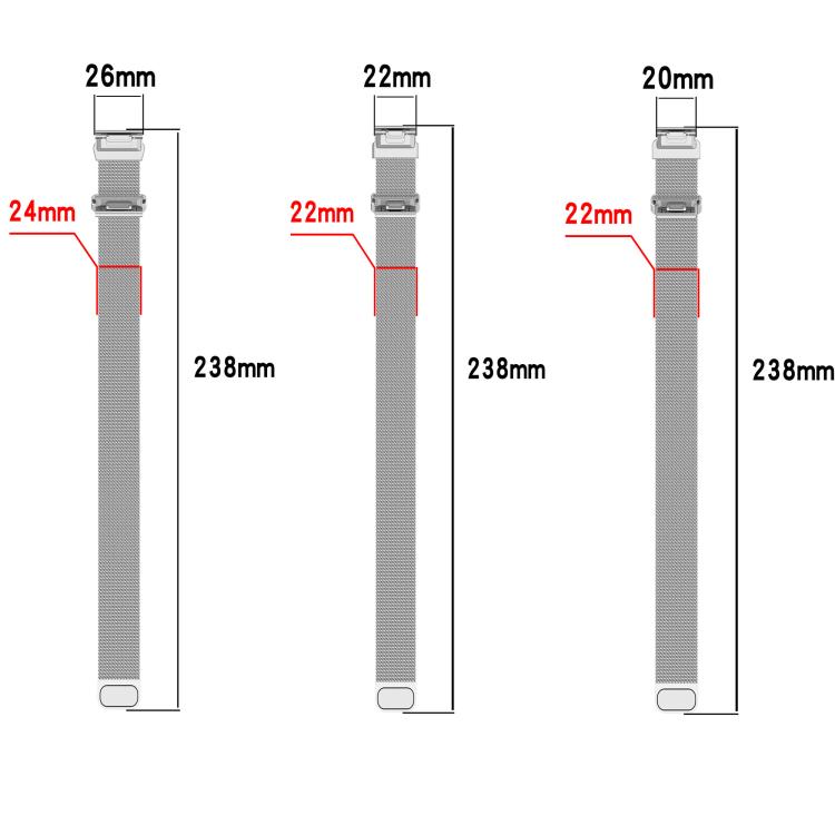 Integrated Tactix Milanese Magnetic Stainless Steel Watch Band, For Garmin 26mm, For Garmin 22mm, For Garmin 20mm