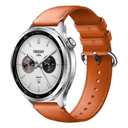 Solid Color Round Buckle Genuine Leather Watch Band, For Xiaomi Watch S4