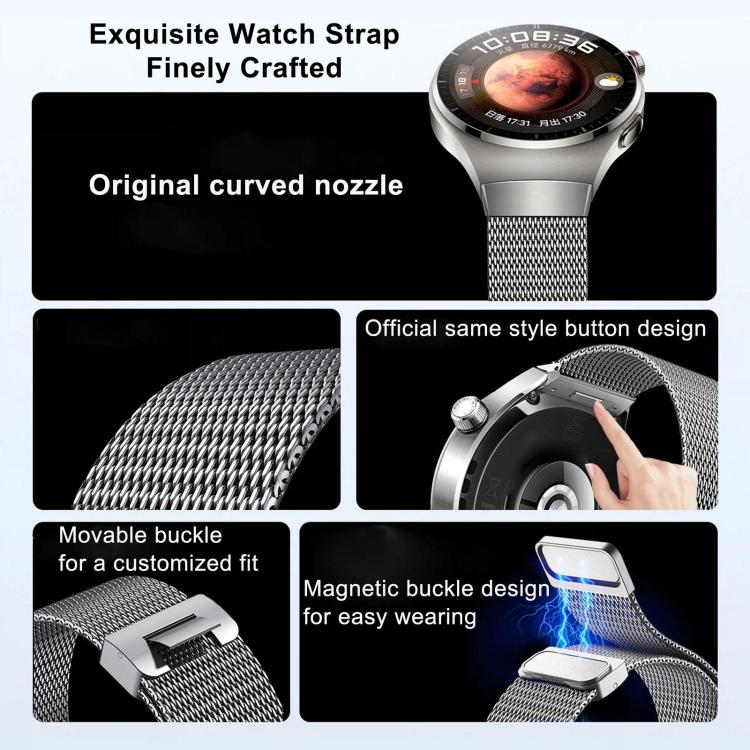 Press Button Seamless Interface Milan Magnetic Buckle Titanium Alloy Watch Band, For Huawei Watch 4 Pro