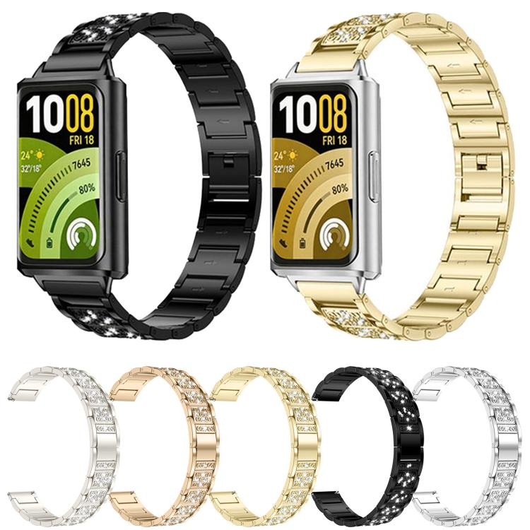 Three Beads Diamond Starry Sky Metal Watch Band, For Huawei Band 11 / Band 11 Pro, For Huawei Band  10 / 9 / 8