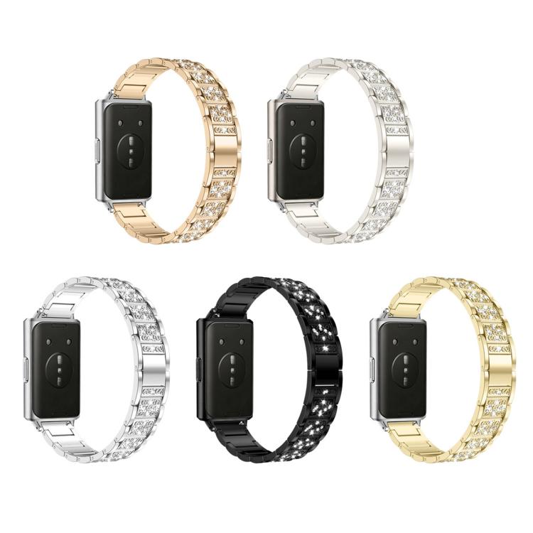 Three Beads Diamond Starry Sky Metal Watch Band, For Huawei Band 11 / Band 11 Pro, For Huawei Band  10 / 9 / 8