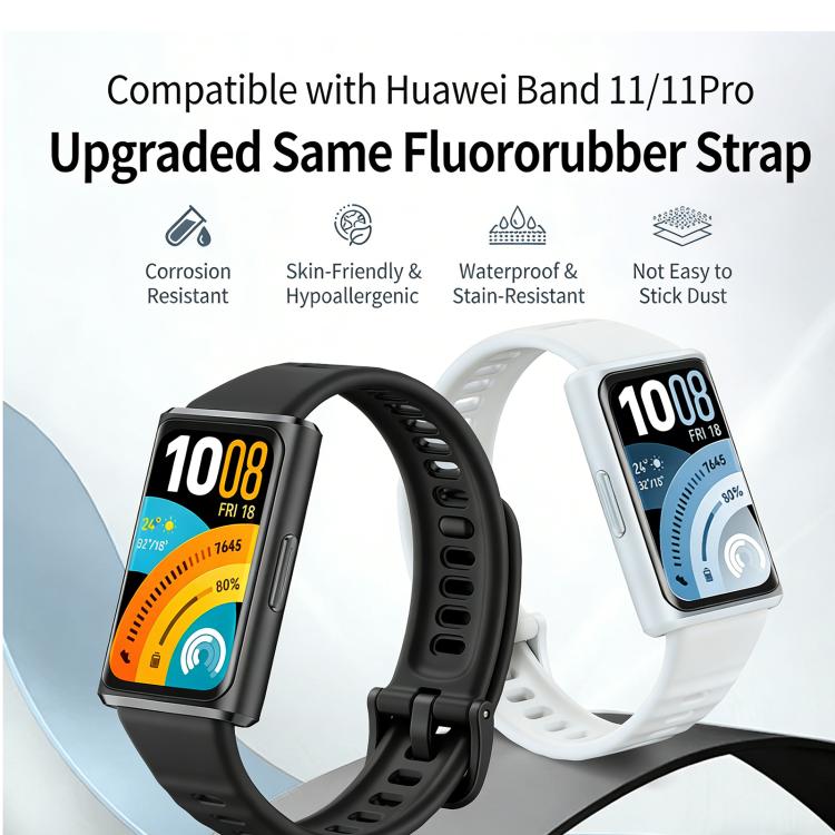 Quick Release Buckle Pure Color Fluororubber Watch Band, For Huawei Watch Band 11 / Band 11 Pro