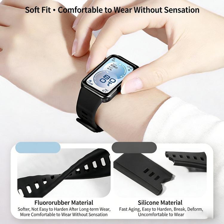 Quick Release Buckle Pure Color Fluororubber Watch Band, For Huawei Watch Band 11 / Band 11 Pro