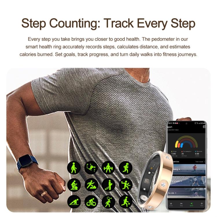 HR01 SIZE 6 Smart Ring, Support Heart Rate / Blood Oxygen / Sleep Monitoring / Female Menstrual Cycle, SIZE 6