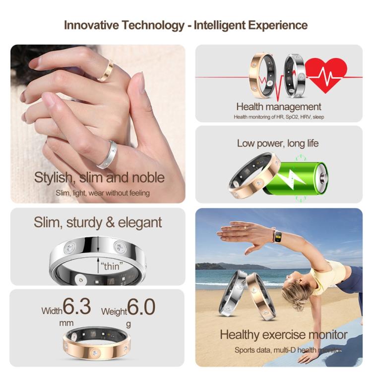 HR01 SIZE 9 Smart Ring, Support Heart Rate / Blood Oxygen / Sleep Monitoring / Female Menstrual Cycle, SIZE 9