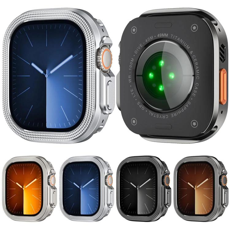 Rhombus Texture Style Metal Watch Protective Case, For Apple Watch Ultra 3 / 2 / 1 49mm