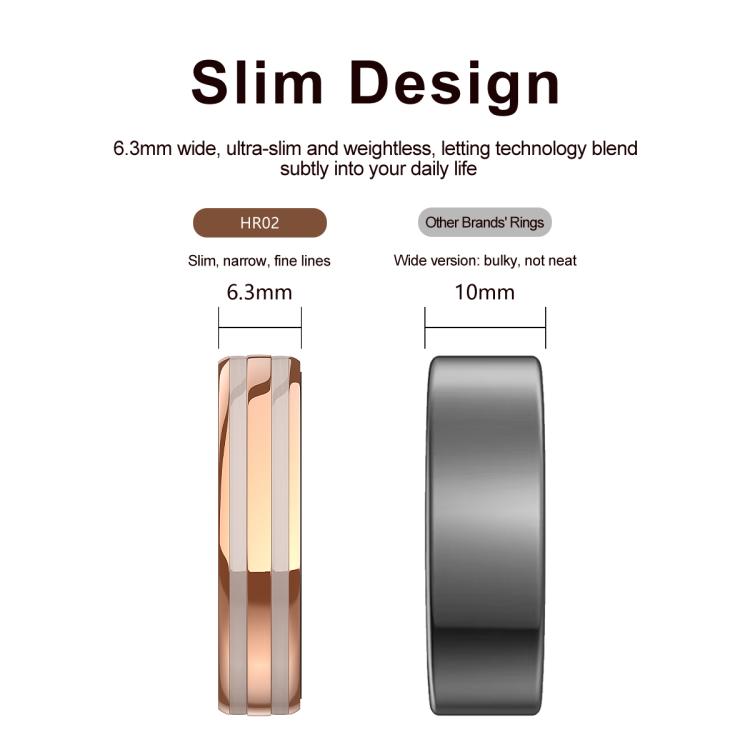 HR02 SIZE 6 Smart Ring, Supports Health Monitoring / Female Menstrual Cycle / Gesture Control, SIZE 6