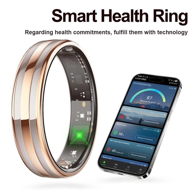 HR02 SIZE 8 Smart Ring, Supports Health Monitoring / Female Menstrual Cycle / Gesture Control, SIZE 8