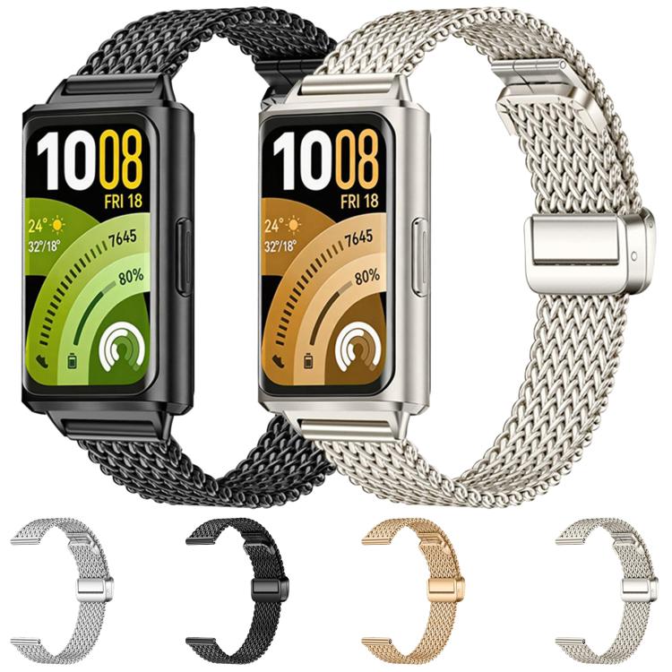 Slim Zigzag Mesh Folding Magnetic Clasp Stainless Steel Watch Band, For Huawei Band 11 / Band 11 Pro