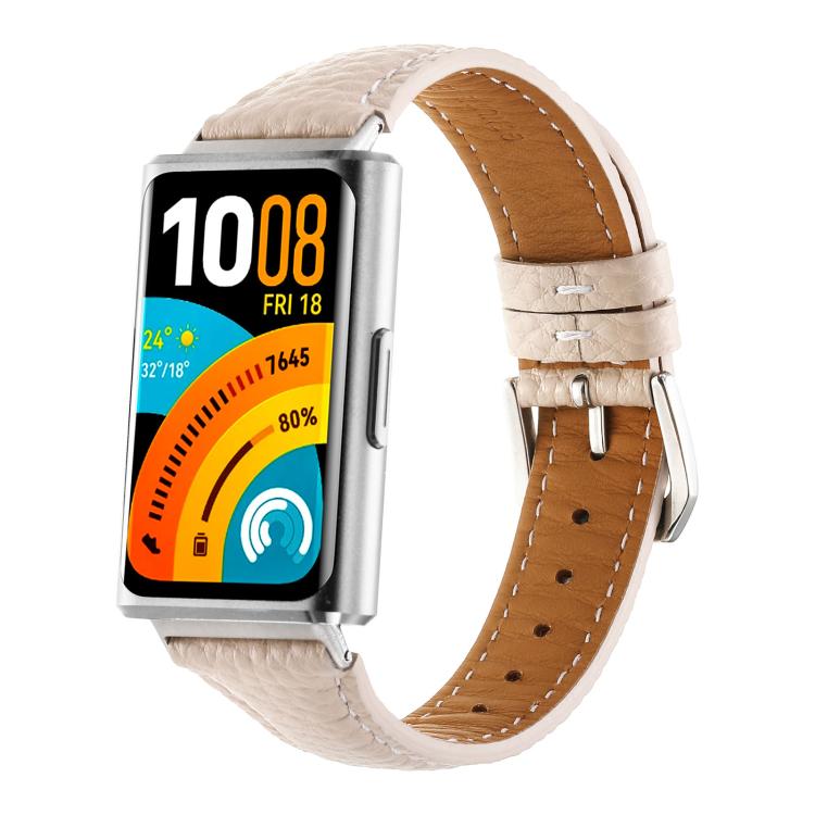Lychee Texture Pin Buckle Genuine Leather Watch Band, For Huawei Band 11 / Band 11 Pro