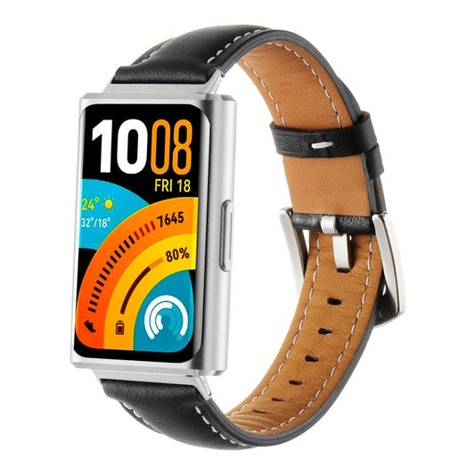 Plain Genuine Leather Watch Band, For Huawei Band 11 / Band 11 Pro