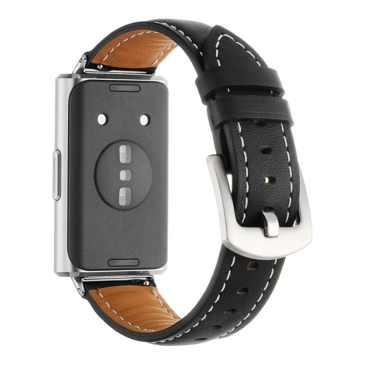 Plain Genuine Leather Watch Band, For Huawei Band 11 / Band 11 Pro