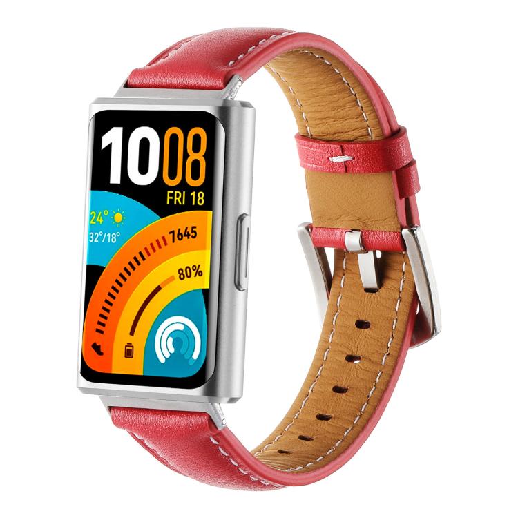 Plain Genuine Leather Watch Band, For Huawei Band 11 / Band 11 Pro