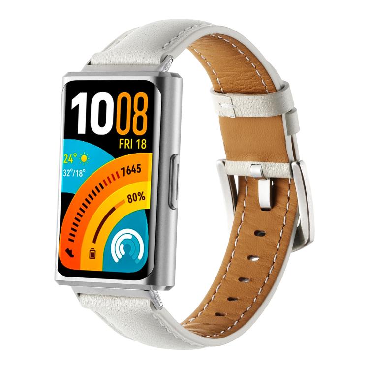 Plain Genuine Leather Watch Band, For Huawei Band 11 / Band 11 Pro