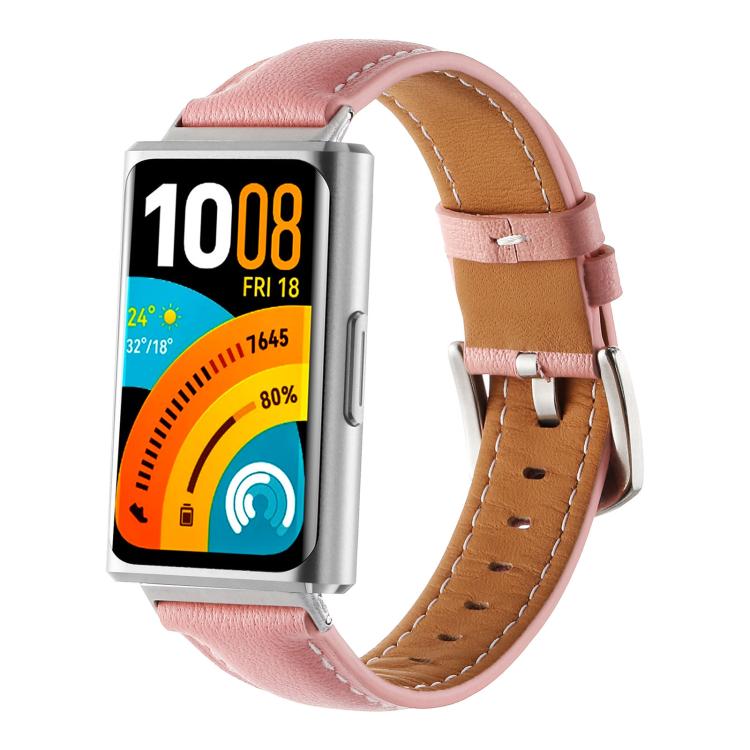 Plain Genuine Leather Watch Band, For Huawei Band 11 / Band 11 Pro