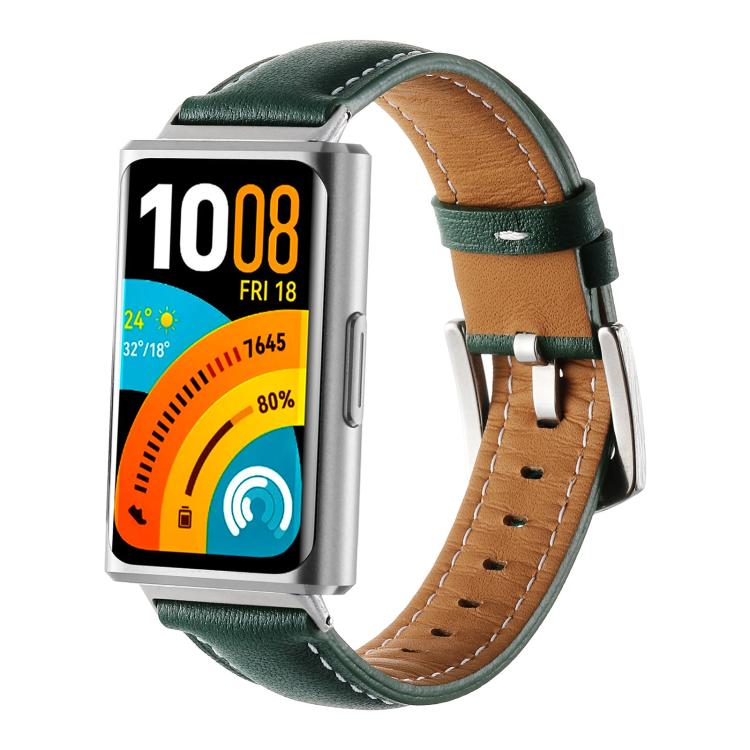 Plain Genuine Leather Watch Band, For Huawei Band 11 / Band 11 Pro