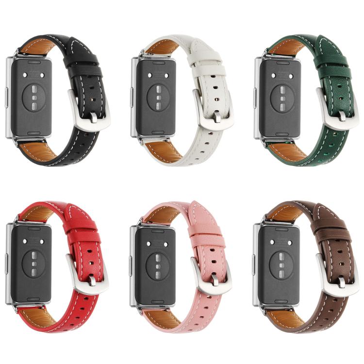 Plain Genuine Leather Watch Band, For Huawei Band 11 / Band 11 Pro