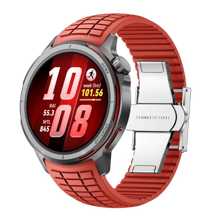 Knurled Texture Folding Buckle Silicone Watch Band, For Huawei Watch GT Runner 2