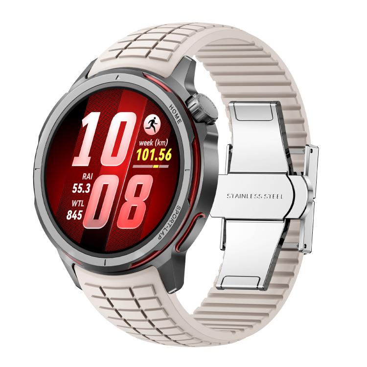 Knurled Texture Folding Buckle Silicone Watch Band, For Huawei Watch GT Runner 2