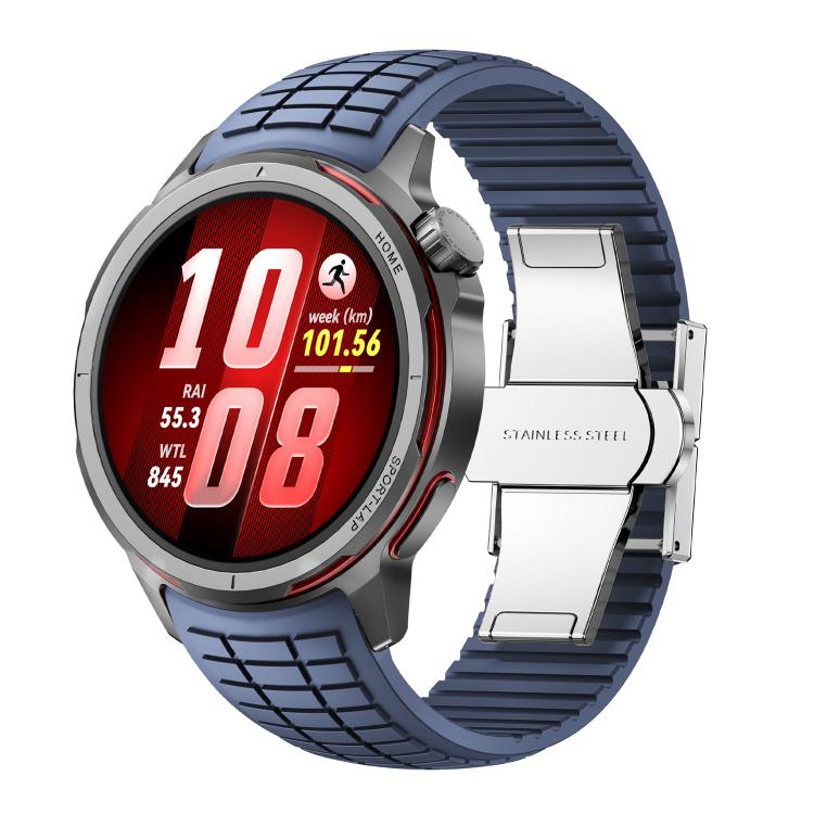 Knurled Texture Folding Buckle Silicone Watch Band, For Huawei Watch GT Runner 2