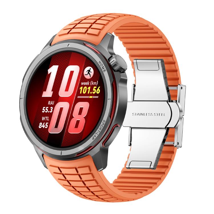 Knurled Texture Folding Buckle Silicone Watch Band, For Huawei Watch GT Runner 2