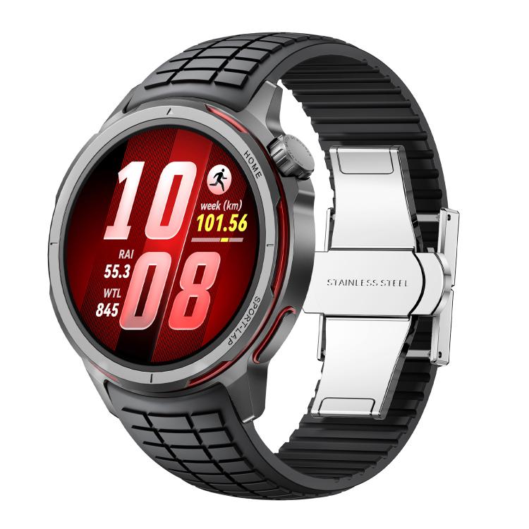 Knurled Texture Folding Buckle Silicone Watch Band, For Huawei Watch GT Runner 2