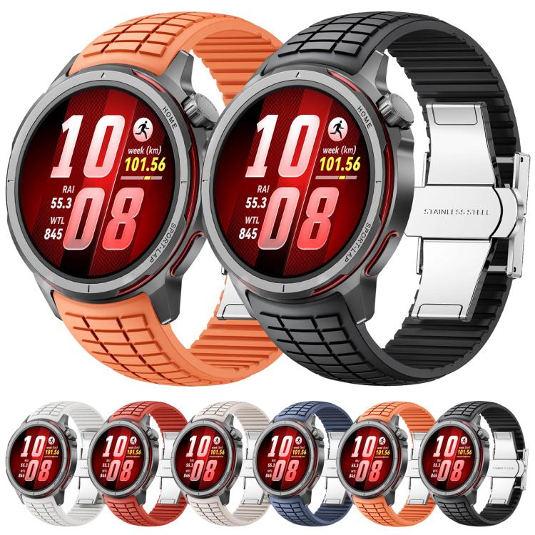 Knurled Texture Folding Buckle Silicone Watch Band, For Huawei Watch GT Runner 2