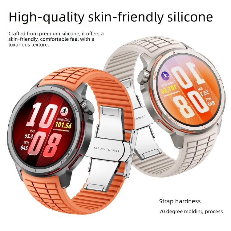 Knurled Texture Folding Buckle Silicone Watch Band, For Huawei Watch GT Runner 2