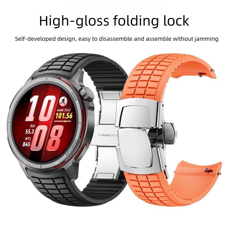 Knurled Texture Folding Buckle Silicone Watch Band, For Huawei Watch GT Runner 2