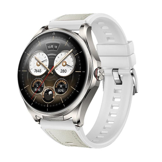 Stitched Microfiber Vegan Leather Hybrid Silicone Watch Band, For Huawei Watch Buds 2