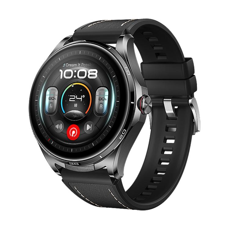 Stitched Microfiber Vegan Leather Hybrid Silicone Watch Band, For Huawei Watch Buds 2