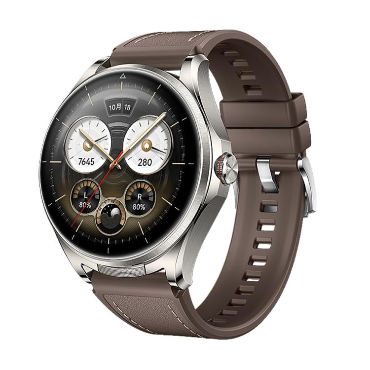 Stitched Microfiber Vegan Leather Hybrid Silicone Watch Band, For Huawei Watch Buds 2