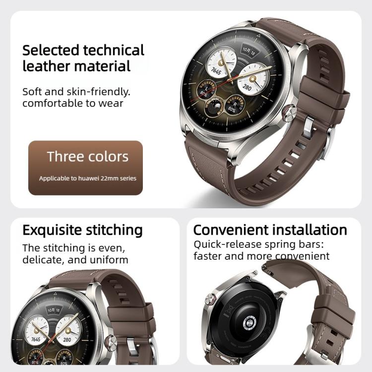 Stitched Microfiber Vegan Leather Hybrid Silicone Watch Band, For Huawei Watch Buds 2