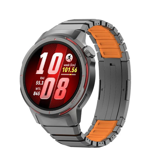 Press Folding Clasp Titanium Hybrid Silicone Watch Band, For Huawei Watch GT Runner 2