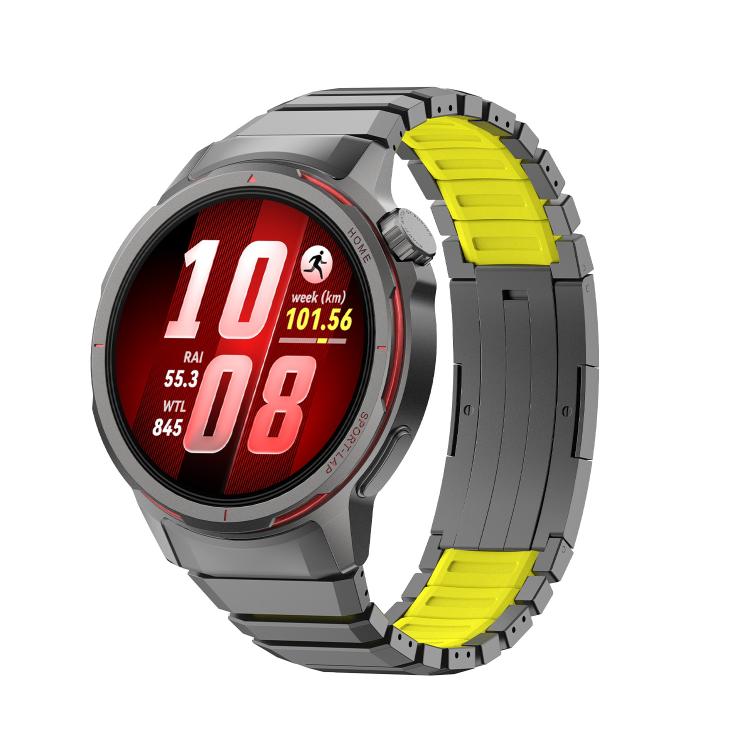 Press Folding Clasp Titanium Hybrid Silicone Watch Band, For Huawei Watch GT Runner 2