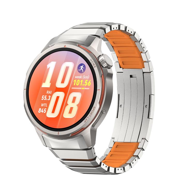 Press Folding Clasp Titanium Hybrid Silicone Watch Band, For Huawei Watch GT Runner 2